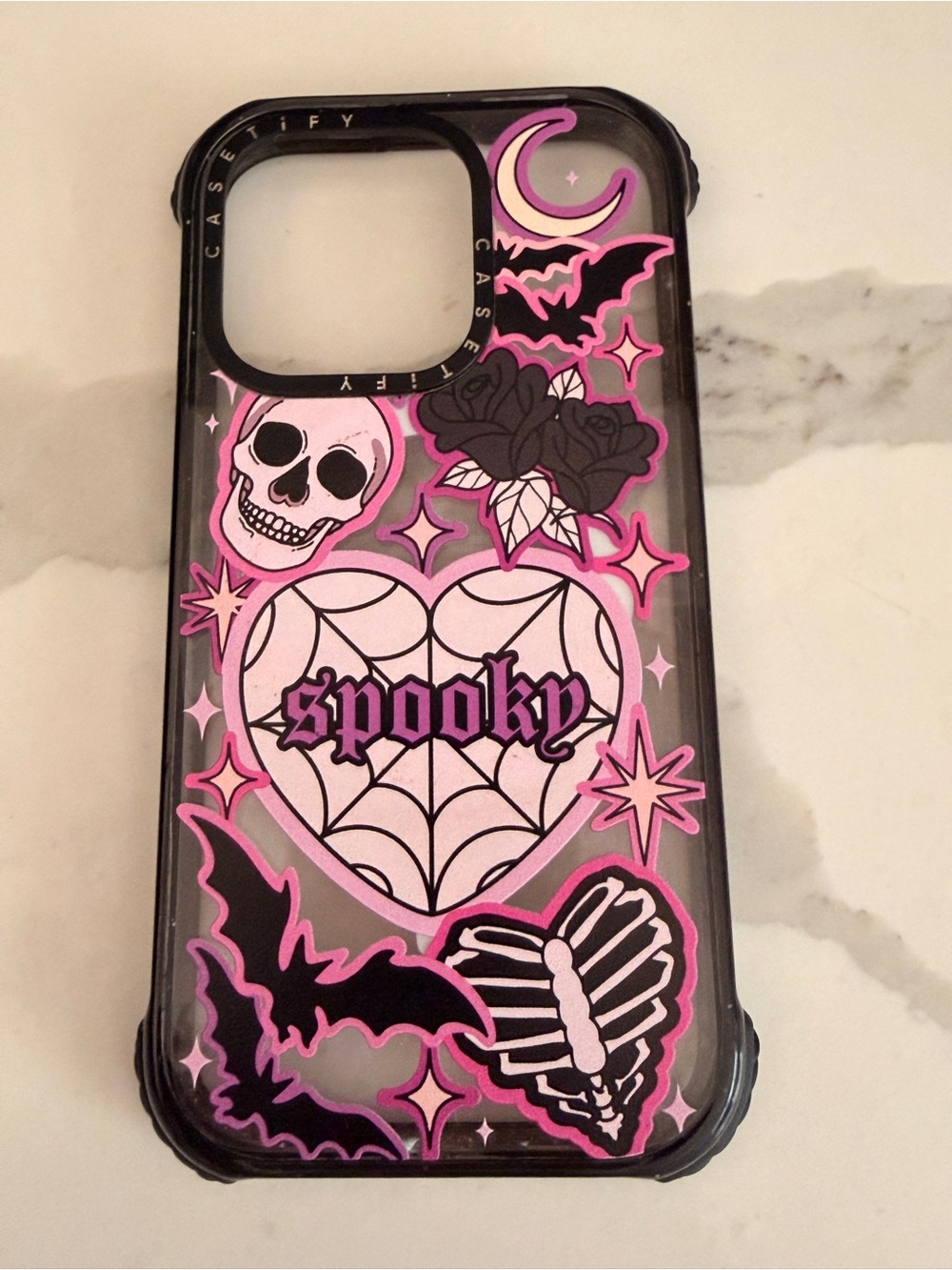 Casetify Pink & Black Halloween 'Spooky' iphone 14 Pro case